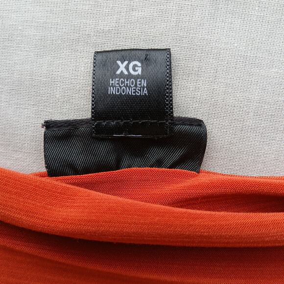 East 5th Lace V-neck Orange Blouse XL y2k business casual short sleeve polyblend - Picture 8 of 13